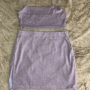 Matching sparkly skirt set